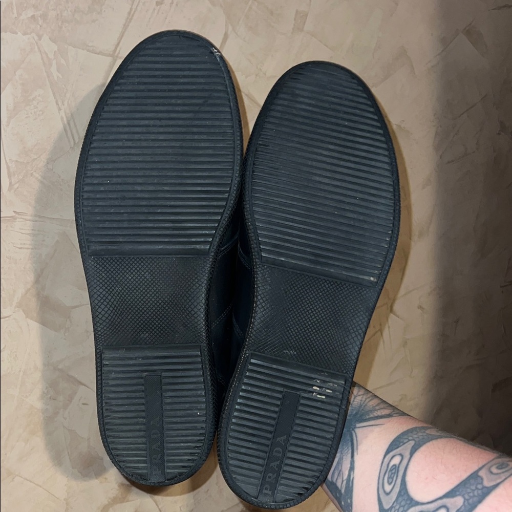 Prada Men's Black Leather Sneakers - Picture 3 of 3
